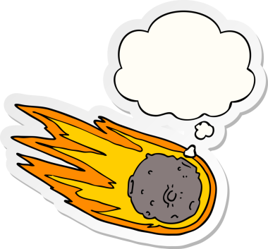 Düşünce baloncuklu çizgi film kuyrukluyıldızı insan tarafından çizilmiş bir çıkartma.