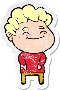 Bir insan tarafından çizilmiş, karikatür dostu bir adamın sıkıntılı çıkartması.