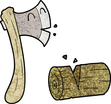 Bir insan tarafından çizilmiş odun kesen bir balta.