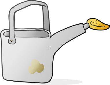 Bir insan tarafından çizilmiş karikatür sulama kutusu.