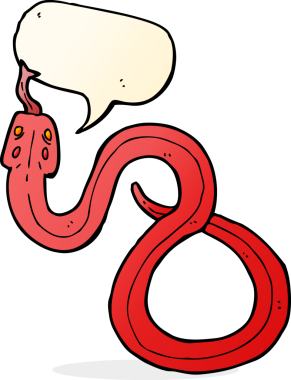 Bir insan tarafından çizilmiş konuşma balonlu çizgi film yılanı.