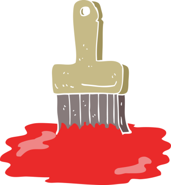 Bir insan tarafından çizilmiş boya fırçasının düz renk çizimi