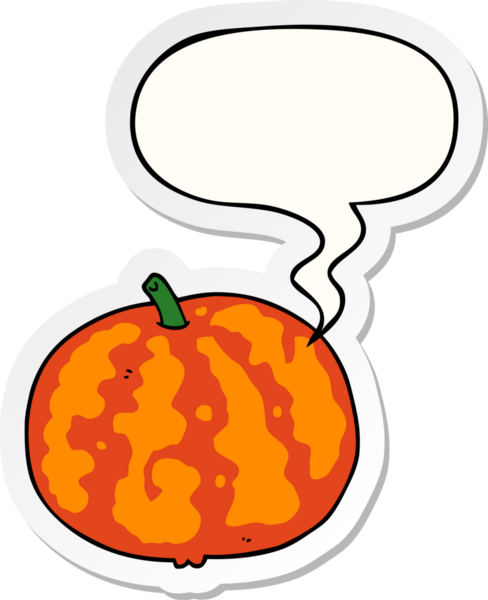 Bir insan tarafından çizilmiş konuşma balonu çıkartmalı karpuz.
