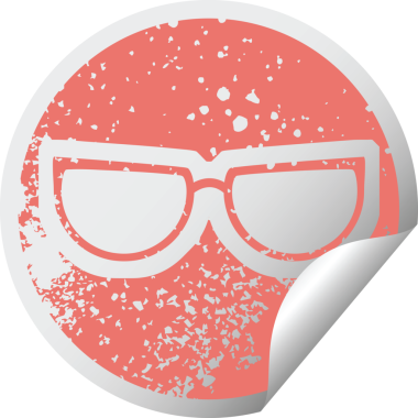 Bir insan tarafından çizilen gözlük, grafiksel sıkıntılı etiket illüstrasyon simgesi