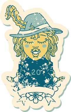 Retro Dövme Biçimi Bir insan tarafından çizilmiş 20 zarlı yarım ork ozanı