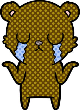 Bir insan tarafından çizilmiş ağlayan çizgi film ayısı.