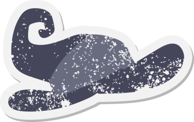 Bir insan tarafından çizilmiş ürkütücü cadı şapkası grunge çıkartması.