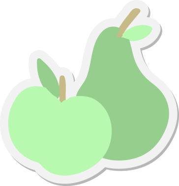 Bir insan tarafından çizilmiş elma ve armut etiketi.