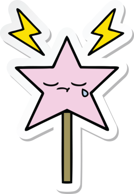 Bir insan tarafından çizilmiş şirin bir çizgi film sihirli değneğinin çıkartması.