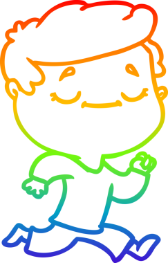 Gökkuşağı gradyanı çizimi. Bir insan tarafından çizilmiş barışçıl bir adamın çizimi.