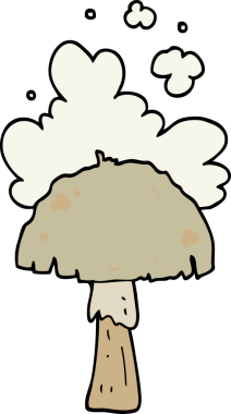 Bir insan tarafından çizilmiş spor bulutlu çizgi film mantarı.