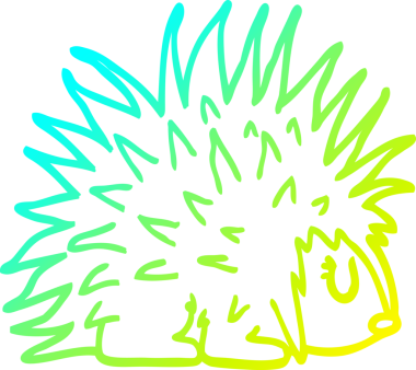 Bir insan tarafından çizilen sivri uçlu kirpinin soğuk gradyan çizimi.