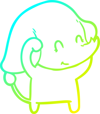 Bir insan tarafından çizilmiş şirin bir filin soğuk gradyan çizgisi