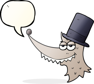 Bir insan tarafından çizilmiş serbest konuşma balonu çizgi filmi zengin kurt.