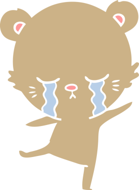 Ağlayan düz renkli çizgi film ayısı bir insan tarafından çizilmiş.