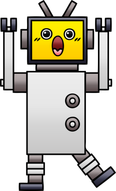 Bir insan tarafından çizilmiş bir robotun gölgelenmiş çizimi