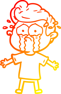 Bir insan tarafından çizilmiş, ağlayan bir çizgi film karakteri.