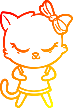 Bir insan tarafından çizilmiş sevimli bir çizgi film kedisinin sıcak çizgi çizimi