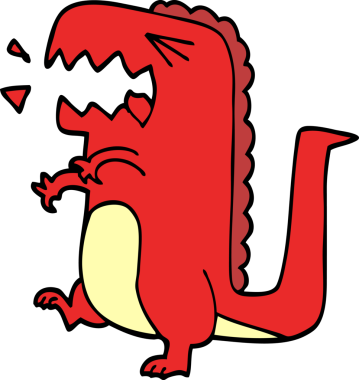 Bir insan tarafından çizilmiş kükreyen dinozor karalaması.