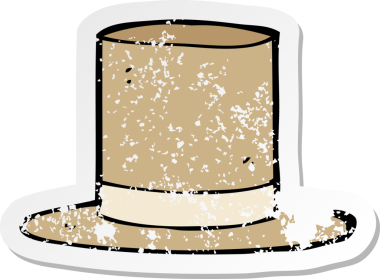 Bir insan tarafından çizilmiş eski bir silindir şapkanın gerilimli çıkartması.