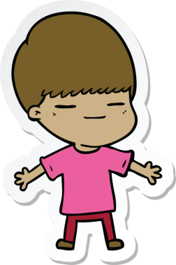 Bir insan tarafından çizilmiş kendini beğenmiş bir çocuğun çıkartması.