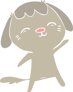 Bir insan tarafından çizilmiş mutlu düz renkli çizgi film köpeği.