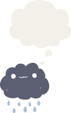 Düşünce baloncuğu olan karikatür bulutu insan tarafından çizilmiş.