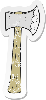 Bir insan tarafından çizilmiş bir baltanın gerilimli çıkartması.