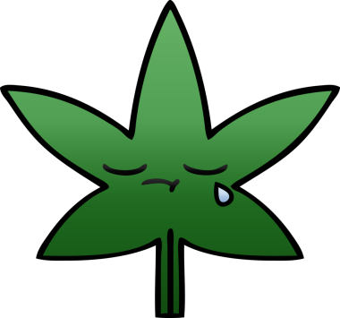 Bir insan tarafından çizilmiş marihuana yaprağının gölgeli çizgi filmi.