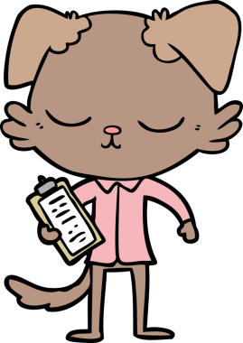 Bir insan tarafından çizilmiş şirin bir çizgi film köpeği.