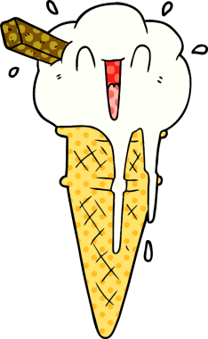 Bir insan tarafından çizilmiş karikatür dondurma.