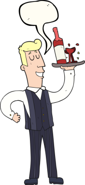 Bir insan tarafından çizilmiş serbest konuşma balonu çizgi film garsonu.