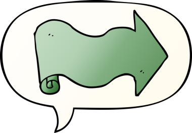 bir insan tarafından çizilmiş düzgün eğimli konuşma baloncuklu çizgi film oku