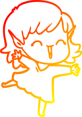 Bir insan tarafından çizilmiş çizgi film karakteri bir elf kızı çizimi