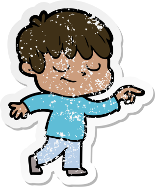 Bir insan tarafından çizilmiş mutlu bir çocuğun sıkıntılı çıkartması.