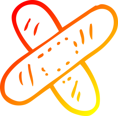 Bir insan tarafından çizilmiş bir tıbbi yapıştırıcının sıcak çizgi çizimi