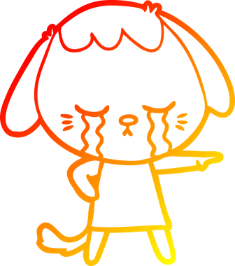 Bir insan tarafından çizilmiş, ağlayan bir köpeğin sıcak çizgi çizgisi.