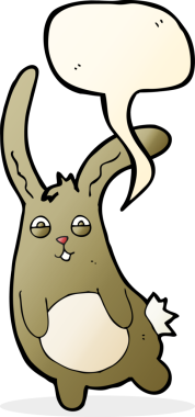 Bir insan tarafından çizilmiş komik bir çizgi film tavşanı.