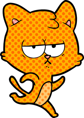 Bir insan tarafından çizilmiş sıkıcı çizgi film kedisi.