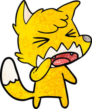 Bir insan tarafından çizilmiş tilki çizgi film karakteri