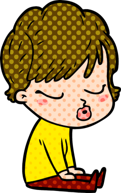 Bir insan tarafından çizilmiş gözleri kapalı çizgi film kadını.