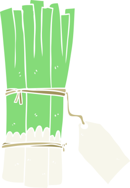 Düz renkli karikatür. Bir insan tarafından çizilmiş organik pırasa.