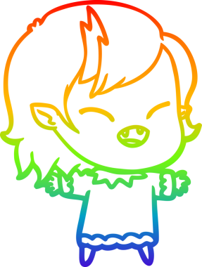 Gökkuşağı gradyan çizgi çizimi Bir insan tarafından çizilmiş gülen vampir kız çizgi filmi