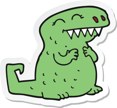 Bir insan tarafından çizilmiş bir dinozorun çıkartması.