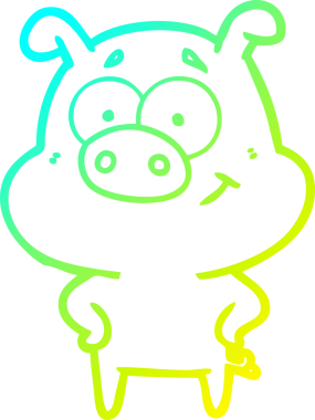 Bir insan tarafından çizilmiş mutlu çizgi film domuzu çizimi.