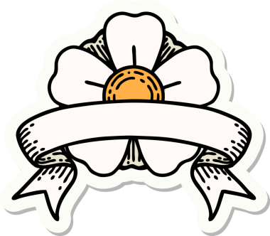 Bir insan tarafından çizilmiş çiçek pankartıyla dövme stili