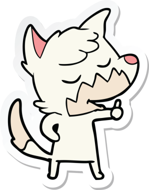 Bir insan tarafından çizilmiş işaret veren dost canlısı bir tilkinin çıkartması.