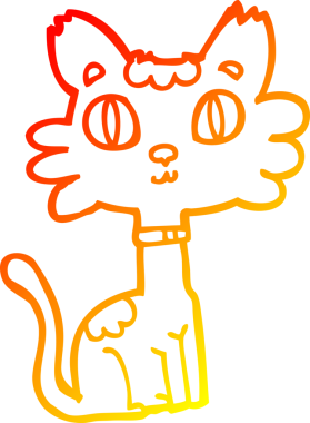 Bir insan tarafından çizilmiş çizgi film kedisinin sıcak çizgi çizimi