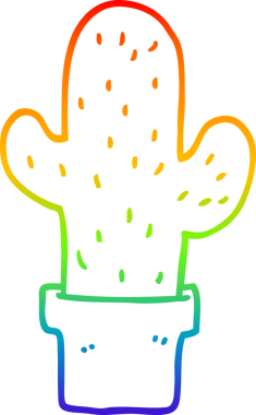 Bir insan tarafından çizilmiş bir kaktüsün gökkuşağı gradyanı çizimi
