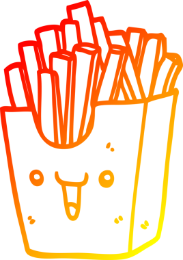 Bir insanın çizdiği patates kızartması kutusunun sıcak gradyan çizgisi.